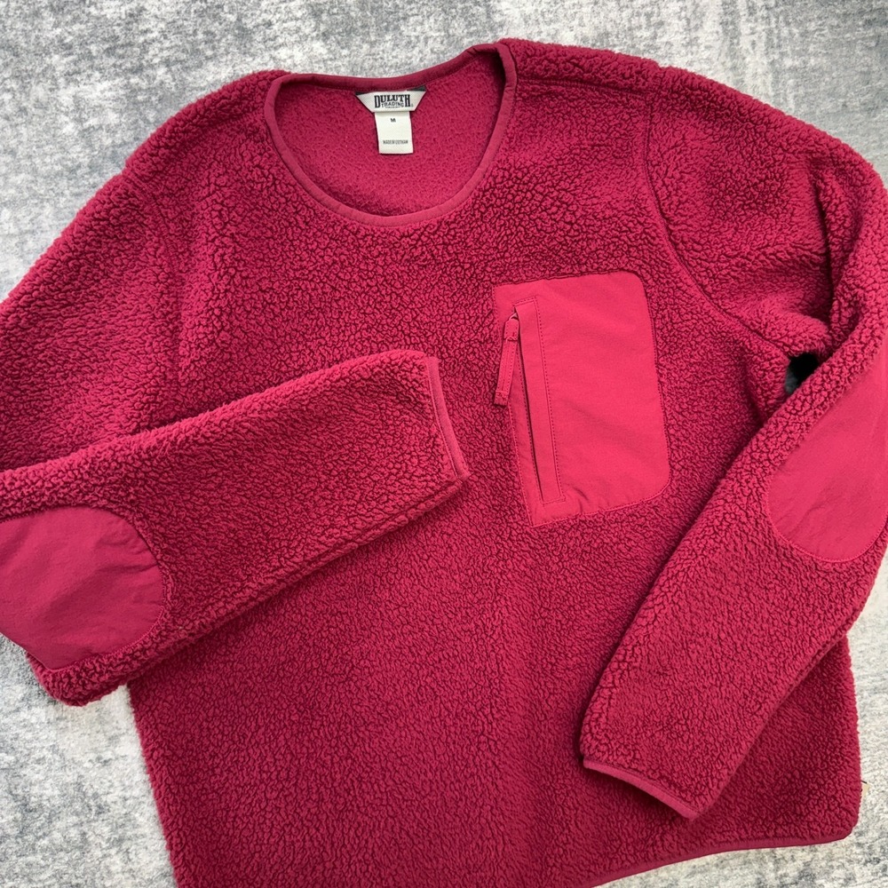 Duluth Sweater Women Medium Sangria‎ Softmore Fleece Crewneck Cozy Lounge Casual